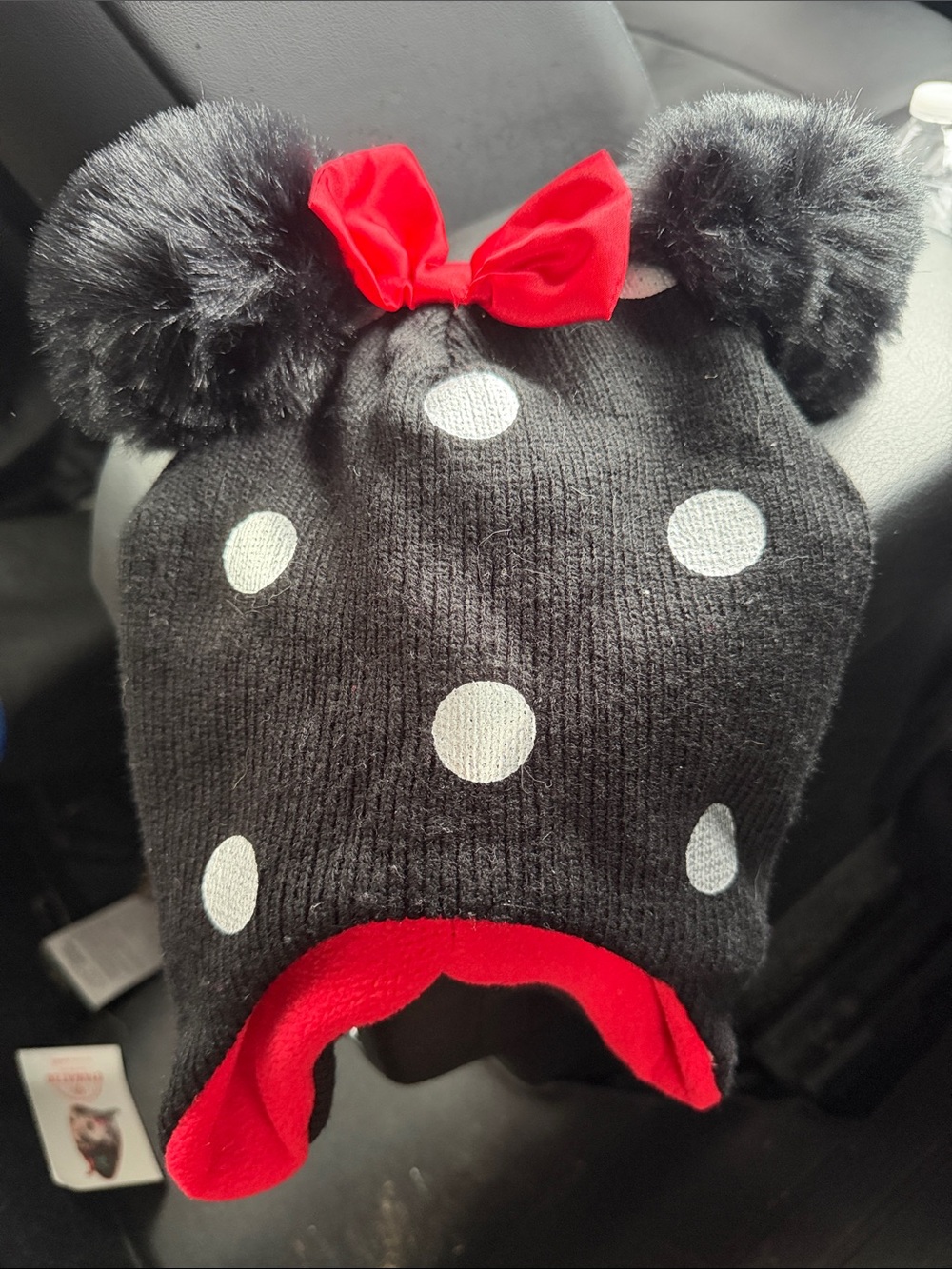 Disney Black and White Polka Dot Kids Hat with Red Bow